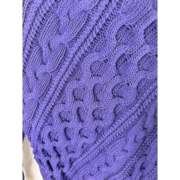 J.Crew Women's Fisherman Cable Knit Sweater Navy Blue Cotton L/S Sz S EUC - Picture 3 of 9